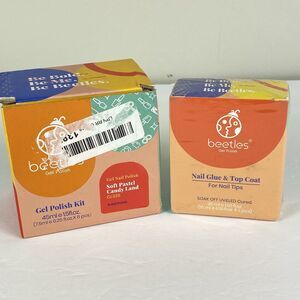 NEW Beetles Gel Nail Kit 6 Pastel Color Set & Glue Top Coat Kit
